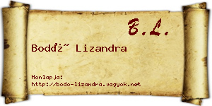 Bodó Lizandra névjegykártya